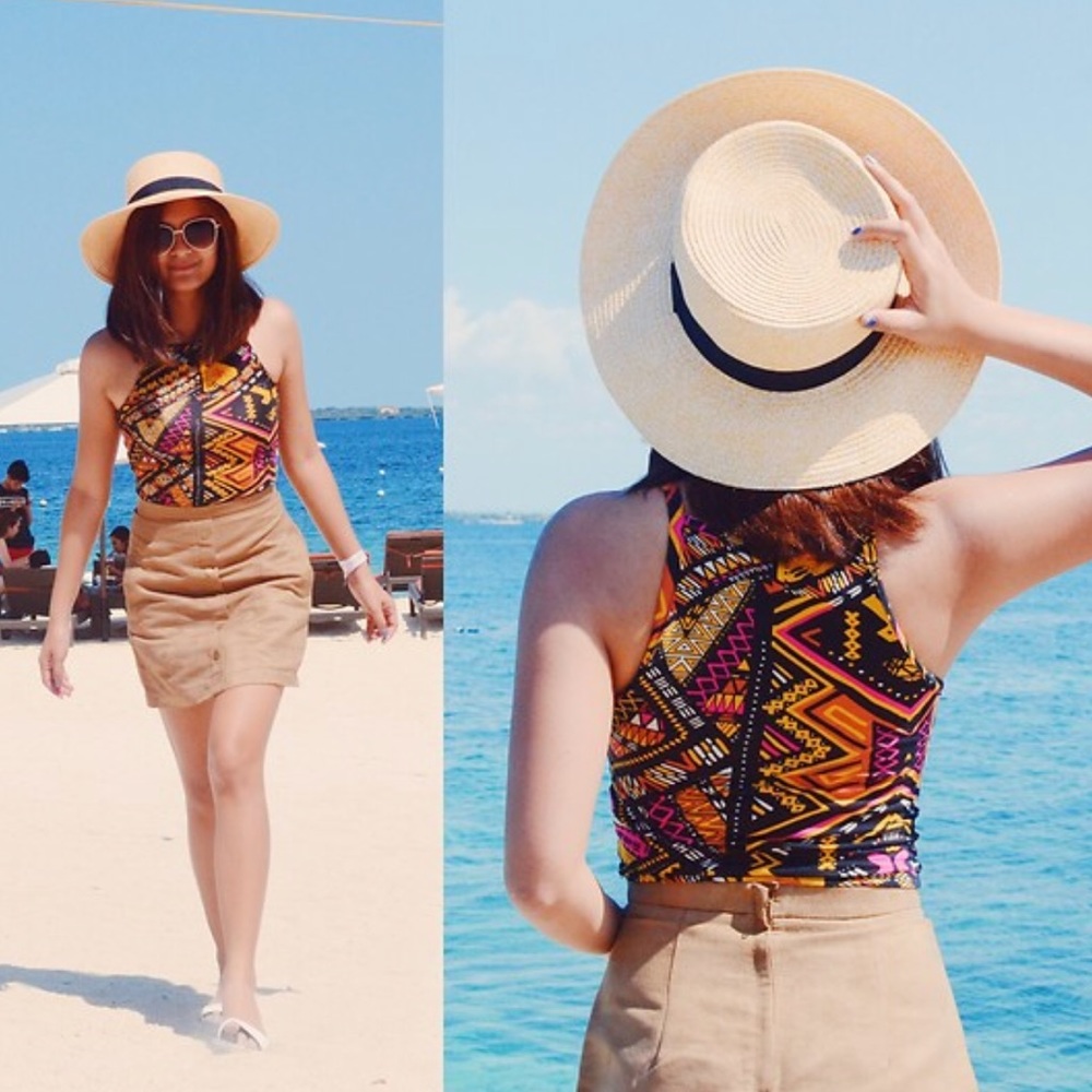 H&M❤️COACHELLA~Aztec Tribal  Halter Crop Top~L